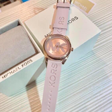 Michael Kors Janelle Three Hand Rose Gold Dial Pink Rubber Strap Watch For Women - MK7139