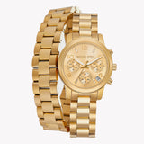 Michael Kors Runway Chronograph Analog Gold Dial Gold Steel Strap Watch for Women - MK7452