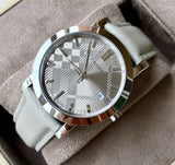 Burberry Heritage Grey Dial Beige Leather Strap Unisex Watch - BU1754