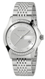 Gucci G Timeless Diamonds Silver Dial Silver Steel Strap Watch For Men - YA126407