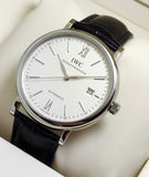 IWC Portofino Automatic White Dial Black Leather Strap Watch for Men - IW356501