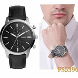 Fossil Townsman Multifunction Black Dial Black Leather Strap Watch for Men - FS5396