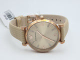 Emporio Armani Gianni T Bar Gunmetal Dial Beige Leather Strap Watch For Women - AR1681