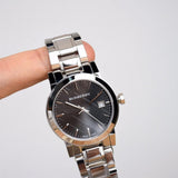 Burberry The City Black Dial Silver Steel Strap Watch for Women - BU9101