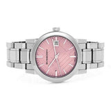 Burberry The City Pink Dial Silver Steel Strap Watch for Women - BU9124