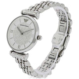 Emporio Armani Gianni T Bar White Crystal Pave Dial Silver Stainless Steel Strap Watch For Women - AR1925