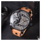 Diesel Mr. Daddy 2.0 Chronograph Grey Dial Brown Leather Strap Watch For Men - DZ7406