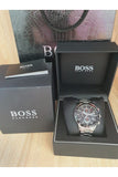 Hugo Boss Rafale Chronograph Black Dial Silver Steel Strap Watch for Men - 1513509