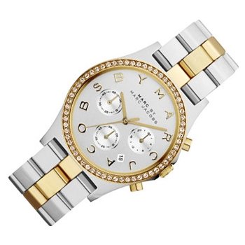 Marc Jacobs Henry Chronograph Silver Dial Two Tone Steel Strap Watch for Women - MBM3197