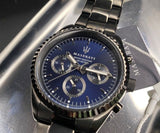 Maserati Competizione Blue Dial Grey Steel Strap Watch For Men - R8853100019