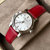 Burberry The City Silver Dial Red Strap Watch for Women - BU9232