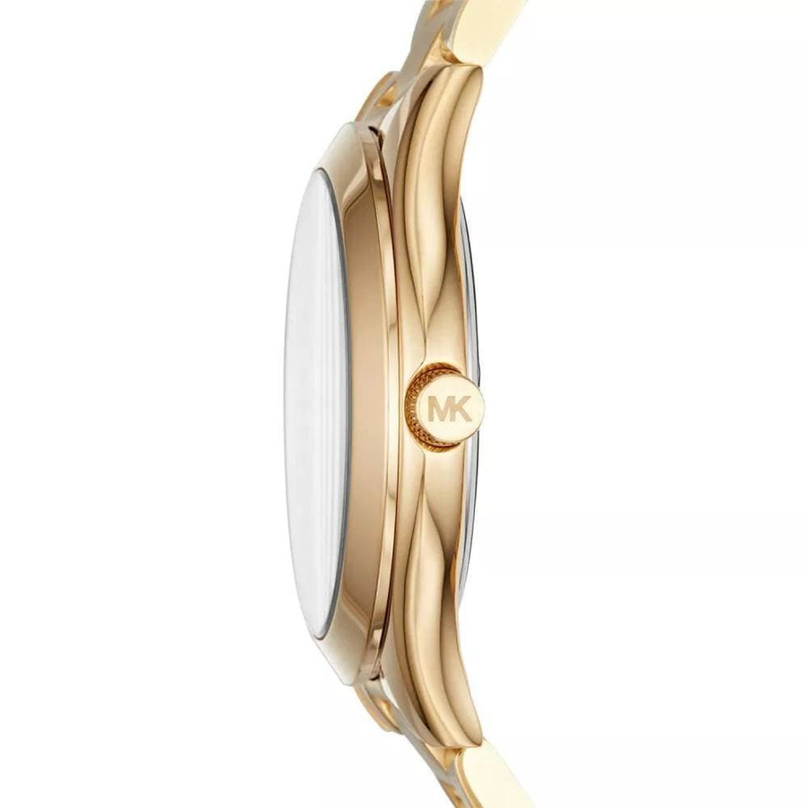 Michael Kors Mini Runway Slim Gold Dial Gold Steel Strap Watch for Women - MK3512