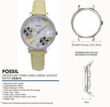 Fossil Jacqueline Three-Hand White Dial Yellow Leather Strap Watch for Women - ES4812