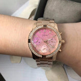 Guess Confetti Pink Dial Rose Gold Steel Strap Watch For Women - W0774L3