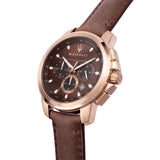 Maserati Successo Brown Dial Brown Leather Strap Watch For Men - R8871621004