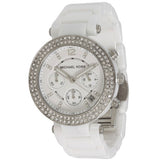 Michael Kors Parker White Dial White Leather Strap Watch for Women - MK5848