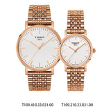 Tissot Everytime Medium White Dial Rose Gold Mesh Bracelet Watch For Men - T109.410.33.031.00