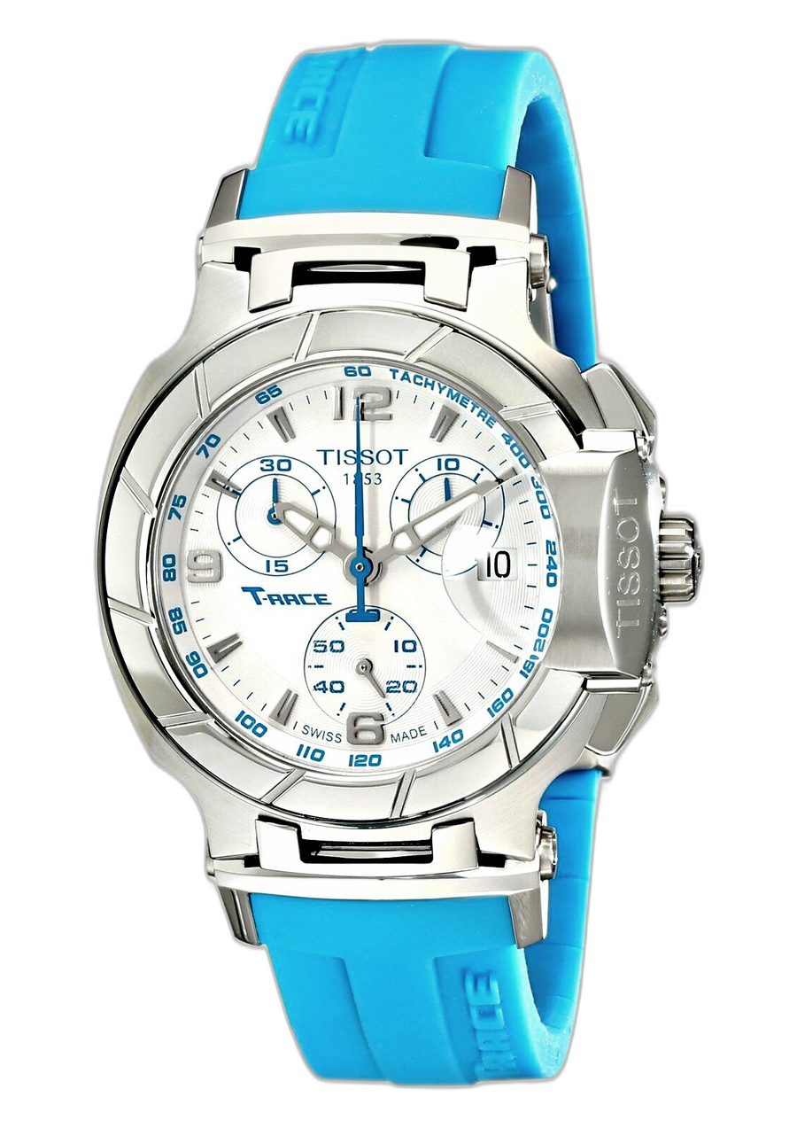 Tissot T Race Chronograph White Dial Brown Rubber Strap Watch for Women - T048.217.17.017.02