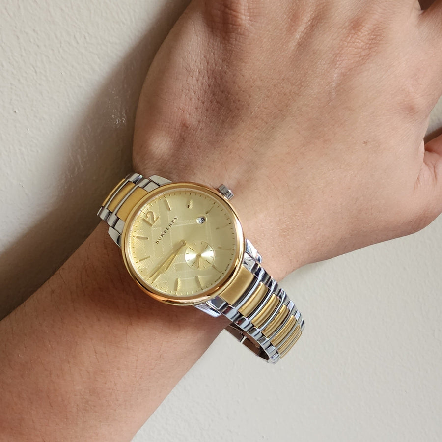 Burberry The Classic Gold Dial Two Tone Steel Strap Watch for Men - BU10011