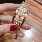 Guess Nouveau Diamonds Rose Gold Dial Rose Gold Mesh Bracelet Watch for Women - W0127L3