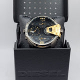 Diesel Uber Chief Two Hand Black Dial Black Leather Strap Watch For Men - DZ7377