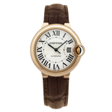 Cartier Ballon Bleu De Cartier White Dial Brown Leather Strap Watch for Women - WGBB0009