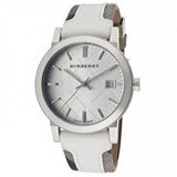 Burberry The City Silver Dial White Leather Strap Watch for Women - BU9019