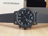 Emporio Armani Luigi Chronograph Black Dial Black Leather Strap Watch For Men - AR11133