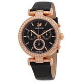 Swarovski Era Journey Chronograph Black Dial Black Leather Strap Watch for Women - 5295320