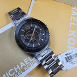 Michael Kors Brecken Chronograph Black Dial Silver Steel Strap Watch For Men - MK8847