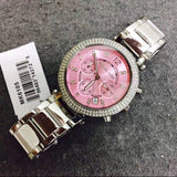 Michael Kors Parker Chronograph Pink Dial Silver Steel Strap Watch For Women - MK6105