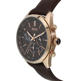 Hugo Boss Grand Prix Brown Dial Brown Leather Strap Watch for Men - 1513605