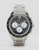 Tommy Hilfiger Luke Quartz Black Dial Silver Steel Strap Watch for Men - 1791120