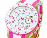 Marc Jacobs Rock Chronograph White Dial Two Tone Silicone Strap Watch for Women - MBM2593