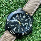 Tag Heuer Aquaracer 300 Calibre 5 Automatic Black Dial Brown Fabric Strap Watch for Men - WAY208C.FC6383