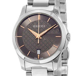 Gucci G Timeless Brown Dial Silver Steel Strap Watch For Women - YA126529