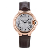 Cartier Ballon Bleu De Cartier Silver Dial Brown Leather Strap Watch for Women - W6920097