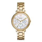 Fossil Rye Mother of Pearl White Dial Gold Steel Strap Watch for Women - ES3756