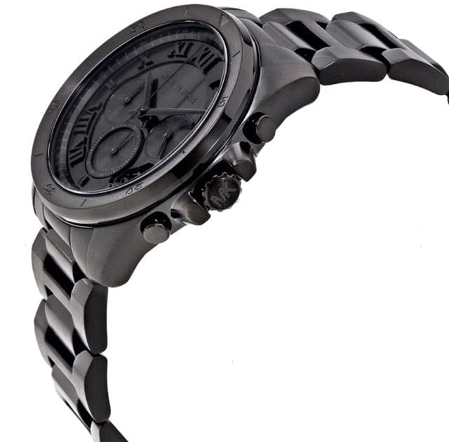 Michael Kors Brecken Chronograph Black Dial Black Steel Strap Watch For Men - MK8482