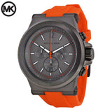 Michael Kors Dylan Chronograph Grey Dial Orange Rubber Strap Watch for Men - MK8296