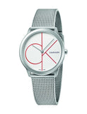 Calvin Klein Minimal White Dial Silver Mesh Bracelet Watch for Men - K3M51152