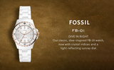 Fossil FB-01 Analog White Dial White Ceramic Strap Watch for Women - CE1107