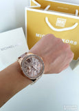 Michael Kors Wren Crystals Rose Gold Dial Rose Gold Steel Strap Watch for Women - MK6096