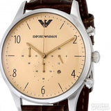 Emporio Armani Classic Chronograph Cream Dial Brown Leather Strap Watch For Men - AR1878