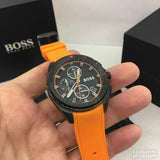 Hugo Boss Volane Black Dial Orange Silicone Strap Watch for Men - 1513957