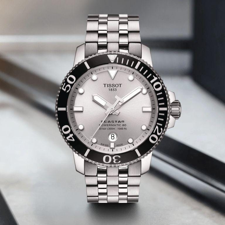 Tissot Seastar 1000 Powermatic 80 Silver Dial Silver Steel Strap Watch For Men - T120.407.11.031.00