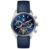 Tag Heuer Carrera Chronograph Tourbillion Blue Dial Blue Leather Strap Watch for Men - CBS5010.FC6543