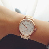 Marc Jacobs Baker White Dial Rose Gold Steel Strap Watch for Women - MBM3244