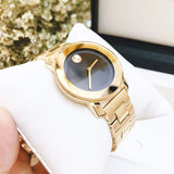 Movado Bold Black Dial Gold Steel Strap Unisex Watch - 3600397