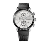 Hugo Boss Rafale Chronograh Quartz White Dial Black Leather Strap Watch For Men - HB1513403